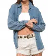 Blue B Rocksteady Denim Button-up Top In Blue In Multi