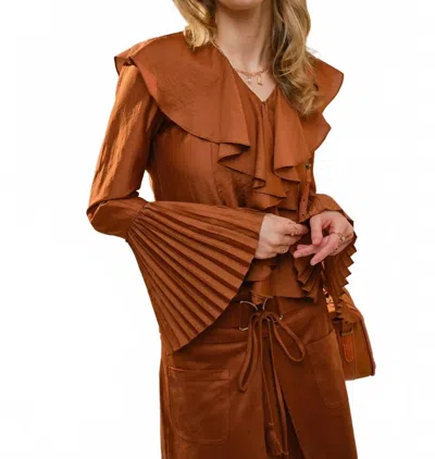 Blue B Rory Ruffle Blouse In Oxide In Brown