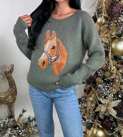 Blue B Saddle Sweetheart Sweater In Green