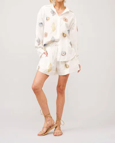 Blue B Seaside Shell Embroidered Shirt In Off White