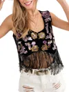 Blue B Sequin Embellished Top In Black