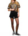 Blue B Sequin Game Day Crop Varsity Top In Gold In Gold