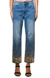 Blue B Sequin Straight Leg Jeans In Denim/gold In Multi