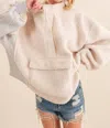Blue B Sherpa Thermal Contrast Pullover In Off White In Neutral