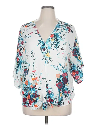 Pre-owned Blue B Short Sleeve Blouse In White