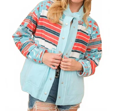 Blue B Sierra Trails Fleece Jacket In Aqua Orange In Blue