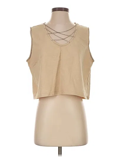 Pre-owned Blue B Sleeveless Top Tan Halter Neckline Tops