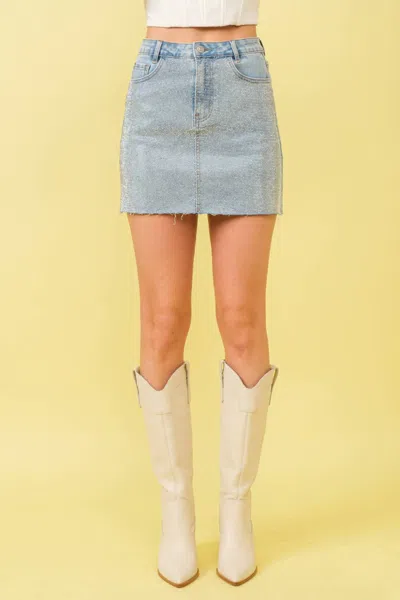Blue B Sparkle Studded Mini Skirt In Blue