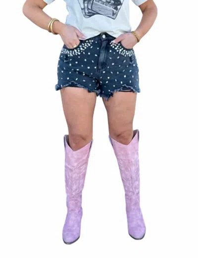 Blue B Sparkling Nights Jean Shorts In Blue