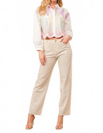 Blue B Stella Rhinestone Jeans In Ivory In Multi