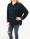 Blue B Studded Button Down Top In Black In Black