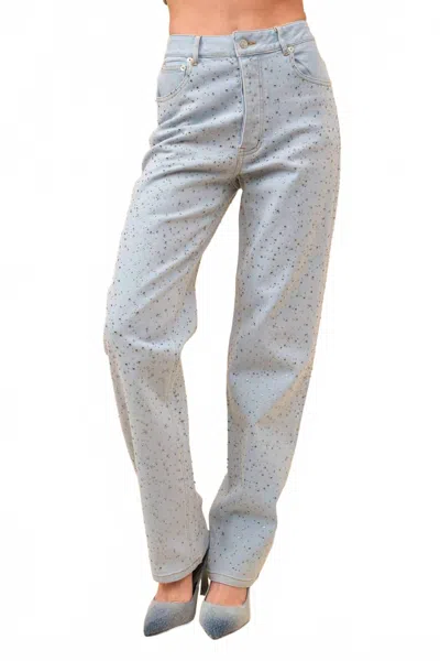 Blue B Studded Mid Rise Denim Jeans In Blue In Grey