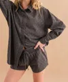 Blue B Studded Twill Shirt In Black In Black
