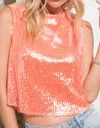 Blue B Sylvia Sequin Sleeveless Tank Top In Coral In Pink