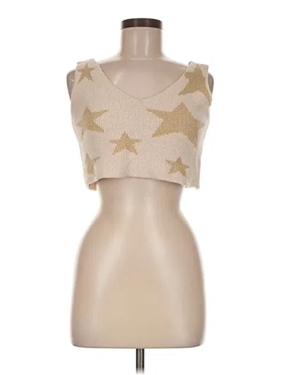 Pre-owned Blue B Tank Top Gold Strapless Neckline Tops