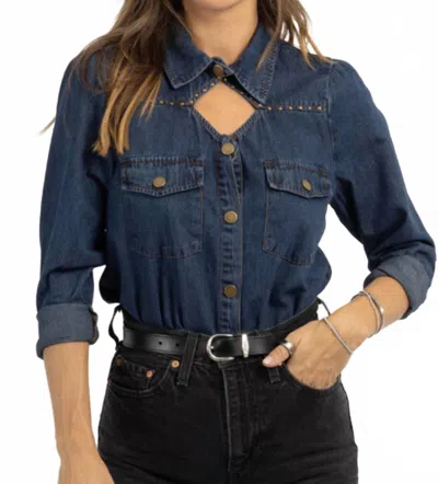 Blue B Wanderer Stud Top In Denim In Blue