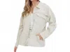 Blue B Washed Trim Detail Distressed Jacket In Beige In White