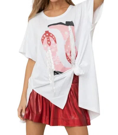 Blue B Western Boot Fringe Shirt In White