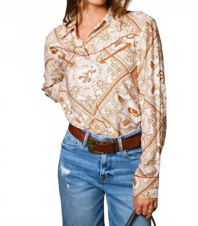 Blue B Western Button-up Shirt In Burnt Orange In Multi