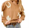 Blue B Western Patchwork Sweatshirt In Tan In Multi