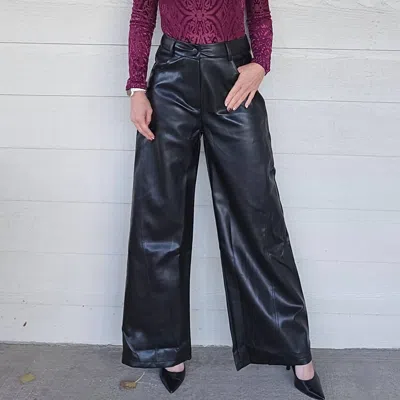 Blue B Wide Leg Patent Pants In Black