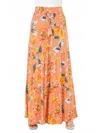 Blue B Wide Leg Tiered Pants In Orange In Pattern