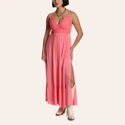 Blue B Women's Coral Tiered Woven Bralette Midi Dress In Pink
