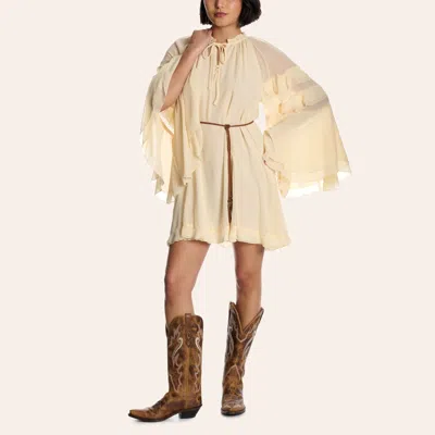 Blue B Women's Cream Ruffle Bell Sleeve Mini Dress In Multi