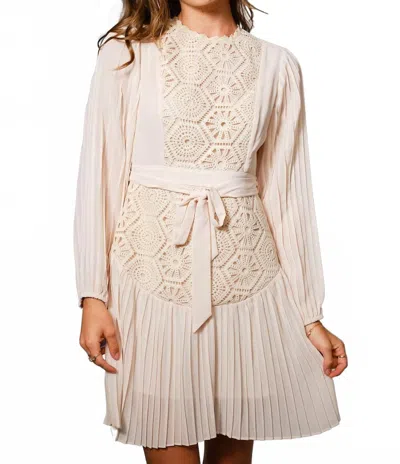 Blue B Women's Lace Trim A-line Blouse Dress In Ivory In Multi