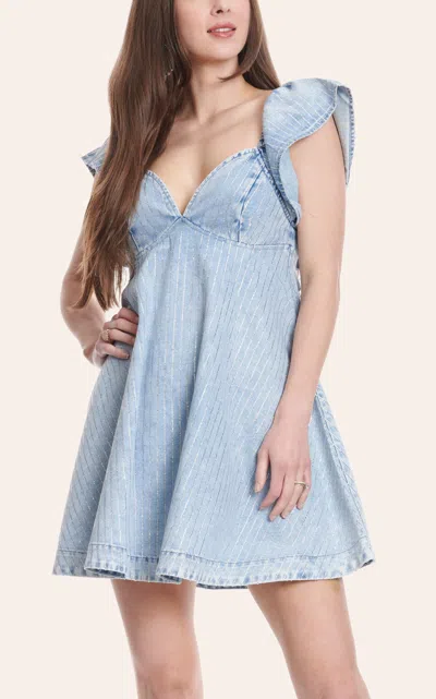 Blue B Women's Light Wash Denim & Silver Stone Stripe Dress In Blue