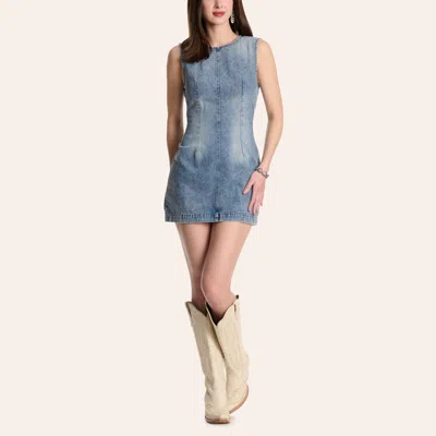 Blue B Women's Medium Wash Denim Mini Dress In Blue