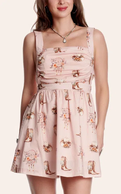 Blue B Women's Pastel Pink Boot Print Dress