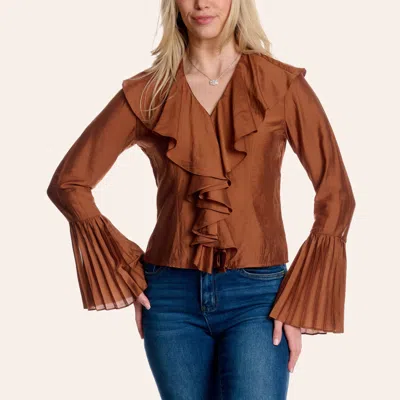 Blue B Women's Rust Bell Sleeve Top In Brown