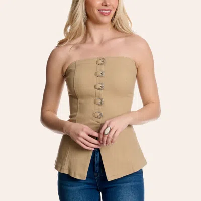 Blue B Women's Tan Western Buck Strapless Top In Brown