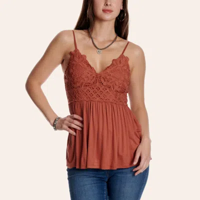 Blue B Women's Vintage Rust V-neck Lace Cami In Multi