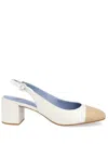 Blue Bird Shoes 60mm Leather Slingback Pumps In White
