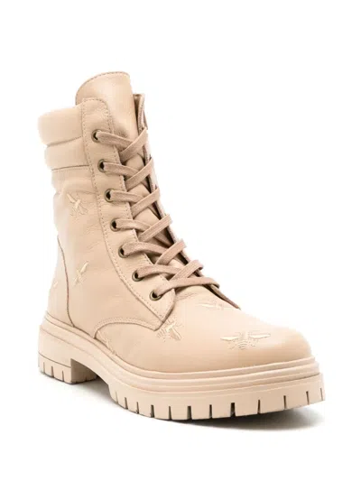 Blue Bird Shoes Panelled Lace-up Leather Boots In Neutrals