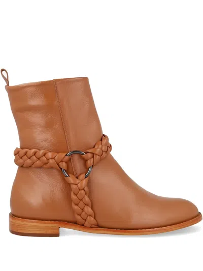 Blue Bird Shoes Braided-detail Ankle Boots In Brown