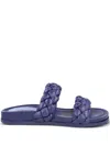 Blue Bird Shoes Braided Leather Slides In Blue