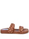 Blue Bird Shoes Braided Leather Slides In Brown