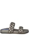 Blue Bird Shoes Braided Leather Slides In Silver