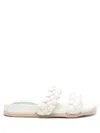 Blue Bird Shoes Braided Strap Flat Sandals In White