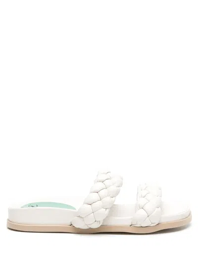 Blue Bird Shoes Braided Strap Flat Sandals In White