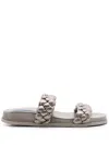 Blue Bird Shoes Braided Suede Slides In Metallic