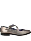 Blue Bird Shoes Buckle-strap Metallic Leather Ballet Flats In Gray