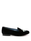 Blue Bird Shoes Embroidered-bee Velvet Loafers In Black