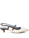 Blue Bird Shoes Fabulous Slingback Heeled Pumps In White