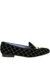Blue Bird Shoes Fleur-de-lis Embroidered Loafers In Black