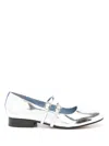 Blue Bird Shoes Metallic-finish Side-buckle Ballerina Shoes In Silver