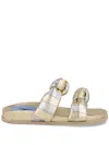 Blue Bird Shoes Patches Slides In Gold